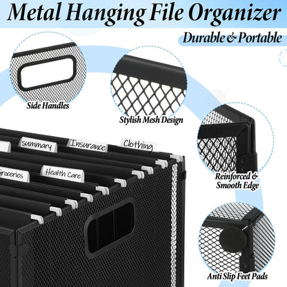 2 Pack Hanging File Holder, 10 Hanging Folders,Gray,Small