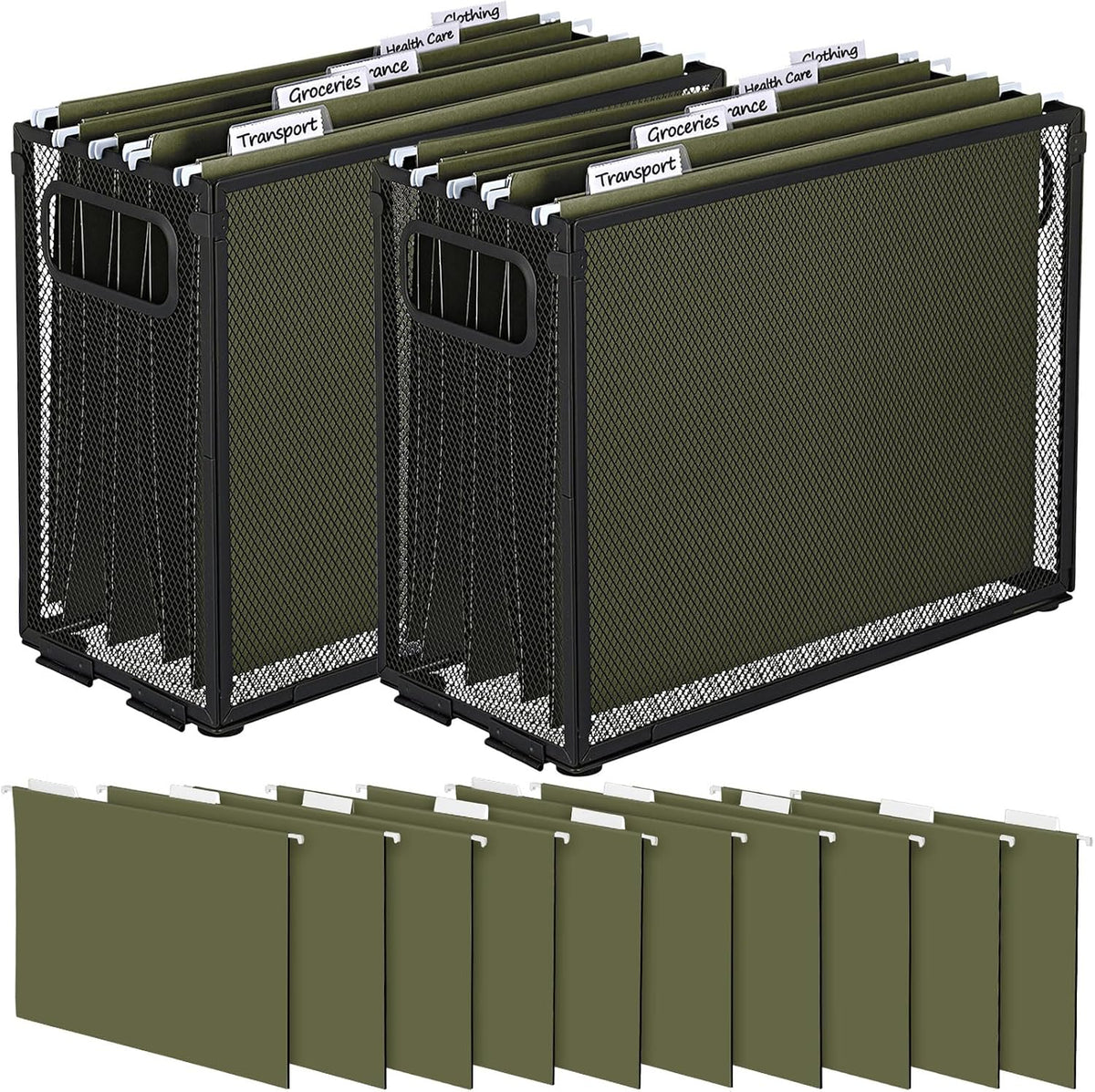 2 Pack Hanging File Holder, 10 Hanging Folders,Gray,Small