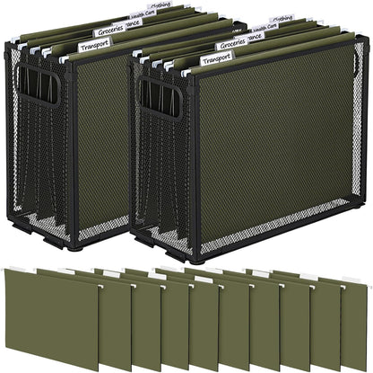 2 Pack Hanging File Holder, 10 Hanging Folders,Gray,Small
