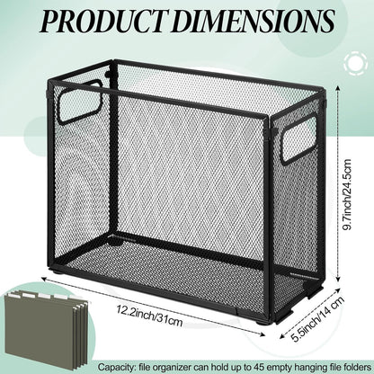 2 Pack Hanging File Holder, 10 Hanging Folders,Gray,Small