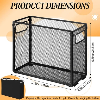 2 Pack Hanging File Holder, 10 Hanging Folders,Gray,Small