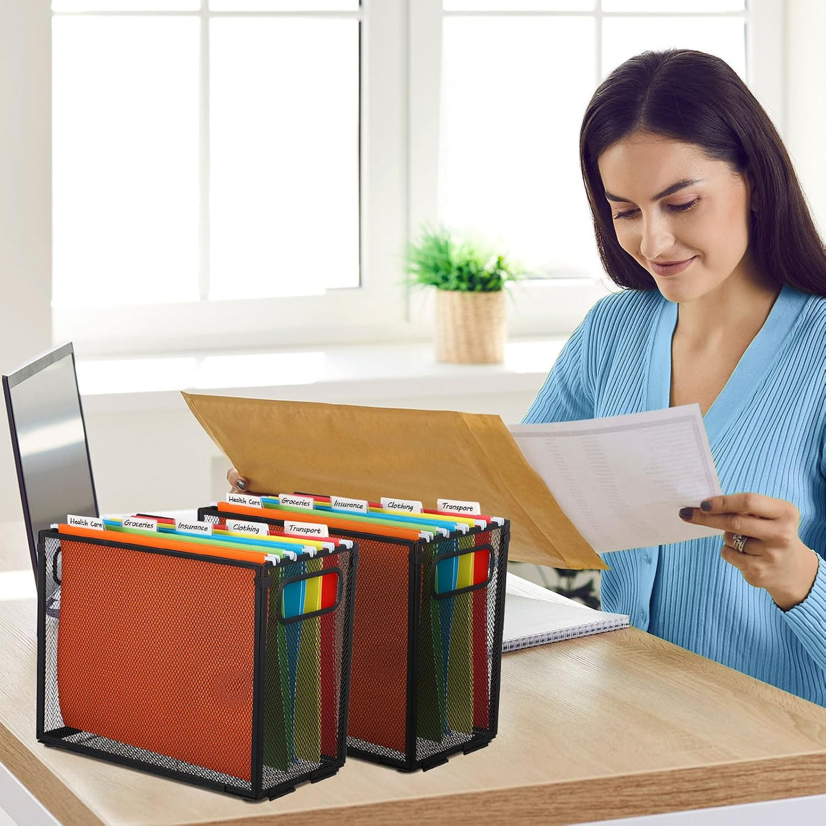 2 Pack Hanging File Holder, 10 Hanging Folders,Gray,Small