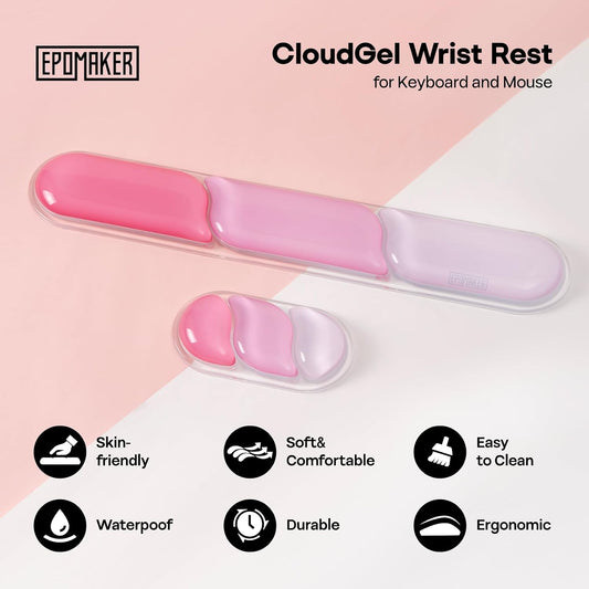 CloudGel Wrist Rest for Keyboard and Mouse, 2 Pieces