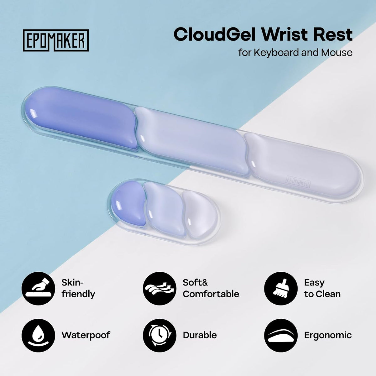 CloudGel Wrist Rest for Keyboard and Mouse, 2 Pieces