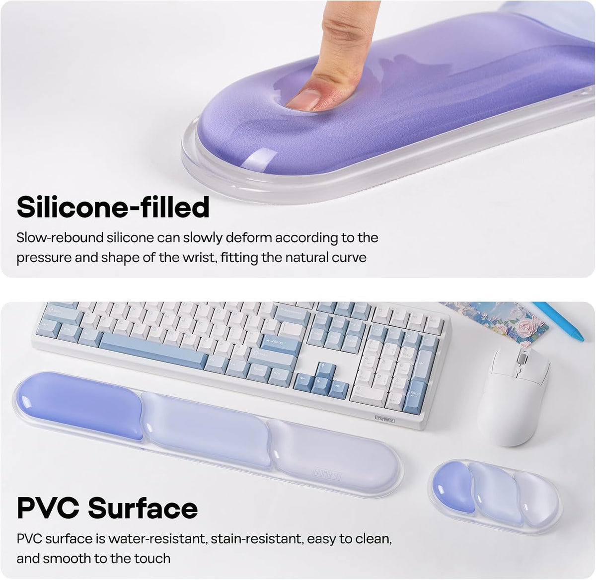 CloudGel Wrist Rest for Keyboard and Mouse, 2 Pieces