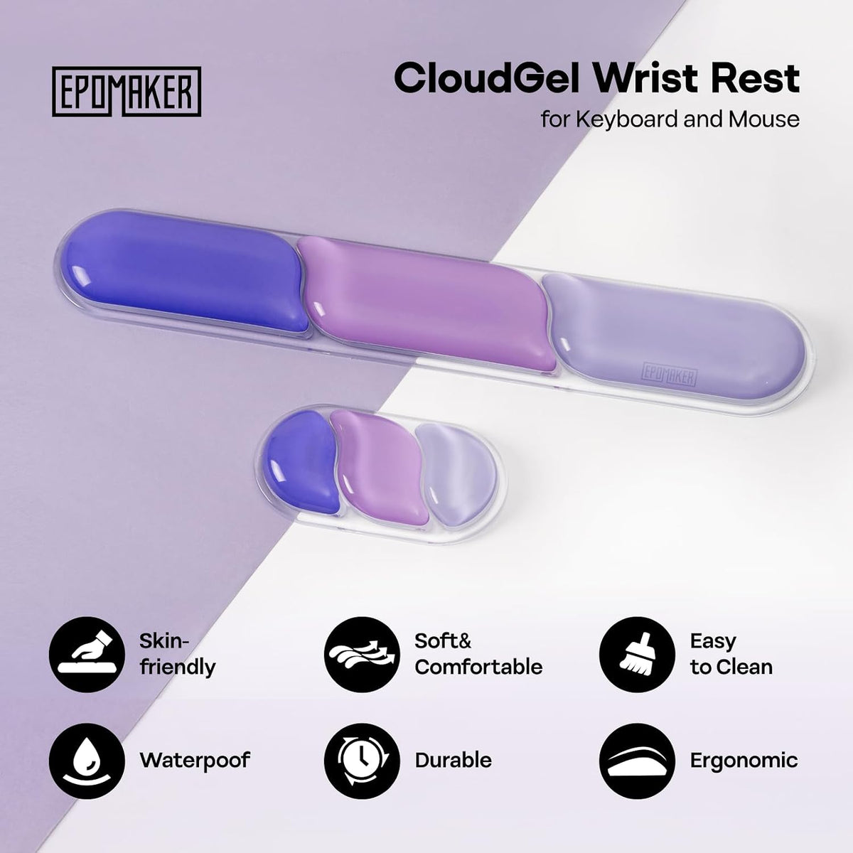 CloudGel Wrist Rest for Keyboard and Mouse, 2 Pieces