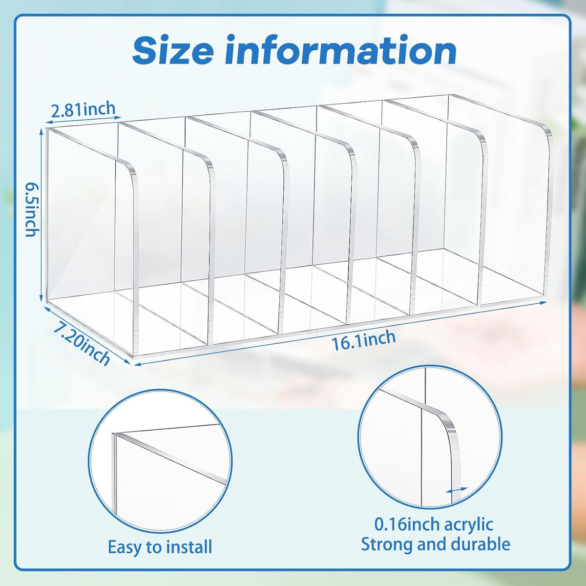 Clear Acrylic Magazine File Holder, Classic, 16.1 x 7.2 x 6.5 Inch