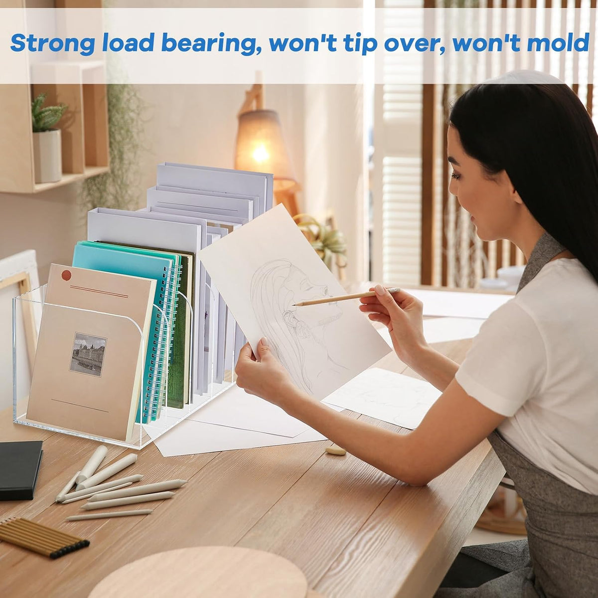Clear Acrylic Magazine File Holder, Classic, 16.1 x 7.2 x 6.5 Inch