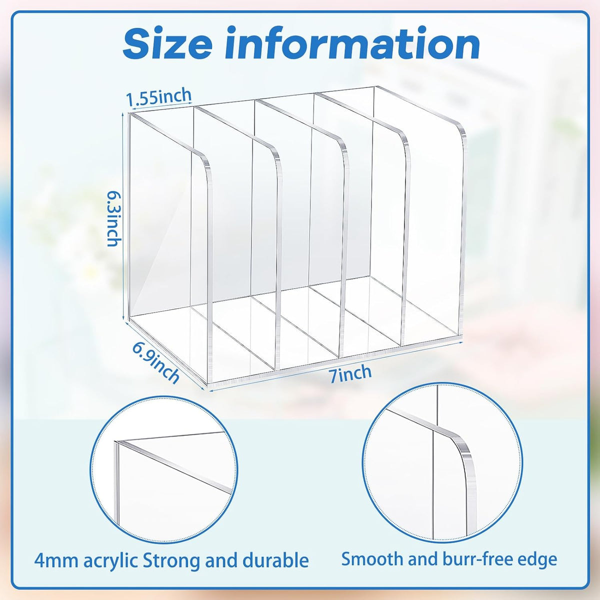 Clear Acrylic Magazine File Holder, Classic, 16.1 x 7.2 x 6.5 Inch