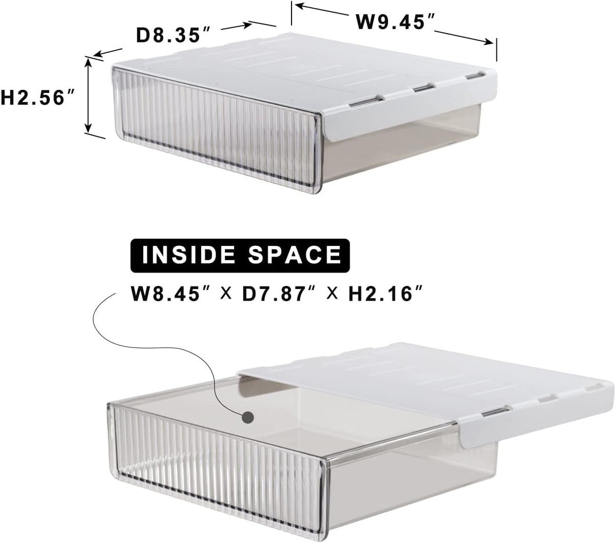 Under Desk Drawers, Clear Light Black