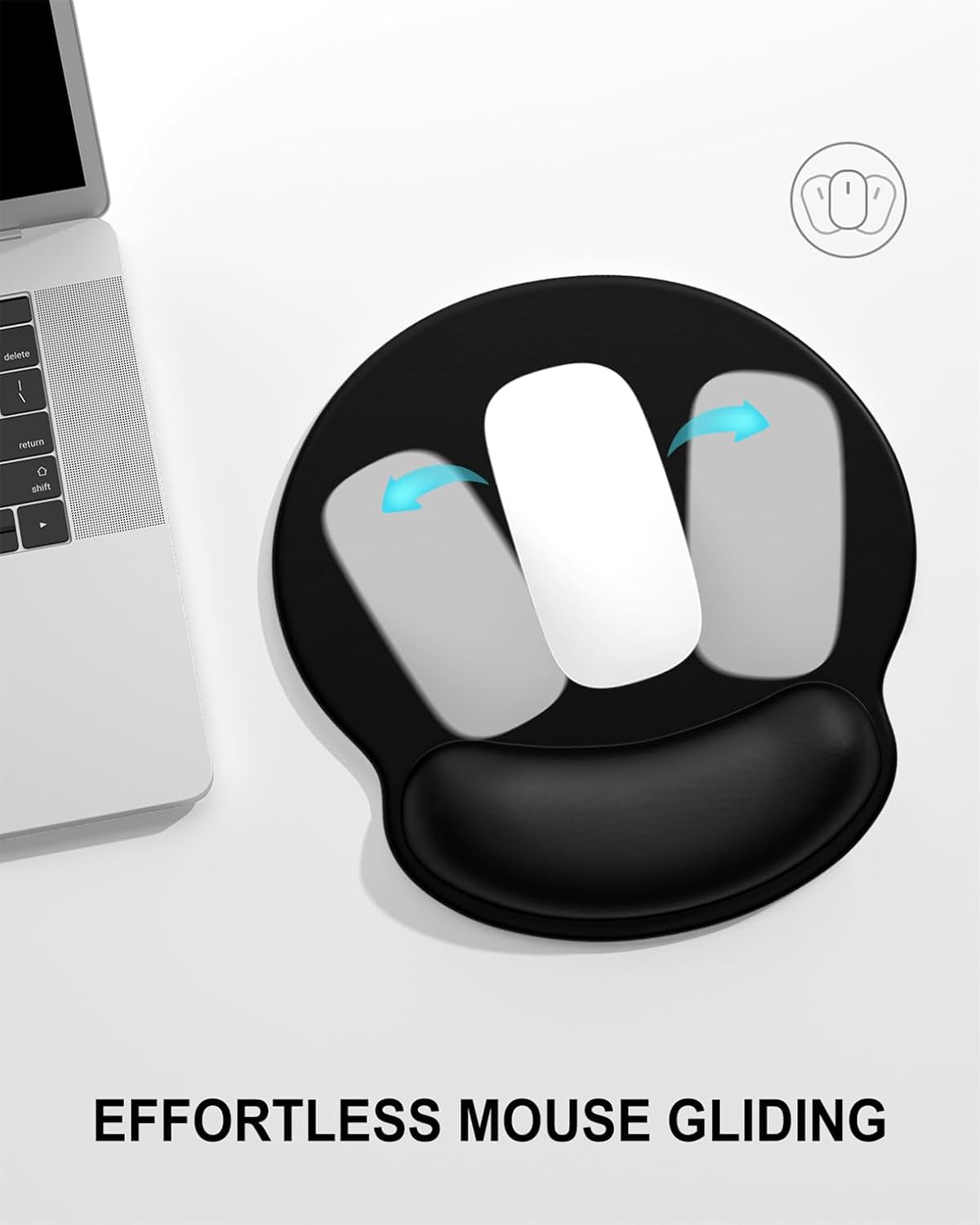 Ergonomic Mouse Pad with Wrist Rest, Comfortable Silicone Non-Slip Computer Pain Relief Gel Mouse Mat with Wrist Support for Gaming, Work, Office, Women & Men, Cute Pattern, Beige