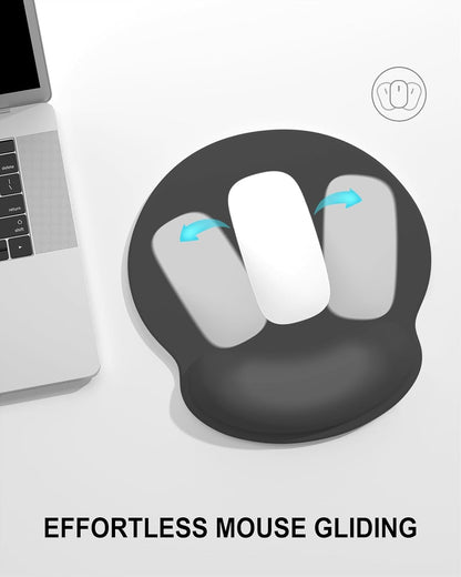 Ergonomic Mouse Pad with Wrist Rest, Comfortable Silicone Non-Slip Computer Pain Relief Gel Mouse Mat with Wrist Support for Gaming, Work, Office, Women & Men, Cute Pattern, Beige