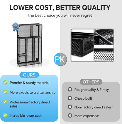 Desk Drawer Organizer, Office Drawer Divider Organizer Tray with 6 Compartments, Metal Mesh Desktop Organization and Accessories for Stationery Makeup Kitchen Toolroom School ＆Office, 12.6x8.27x1.6 in