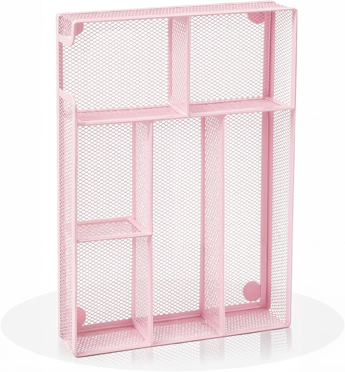 Desk Drawer Organizer, Office Drawer Divider Organizer Tray with 6 Compartments, Metal Mesh Desktop Organization and Accessories for Stationery Makeup Kitchen Toolroom School ＆Office, 12.6x8.27x1.6 in