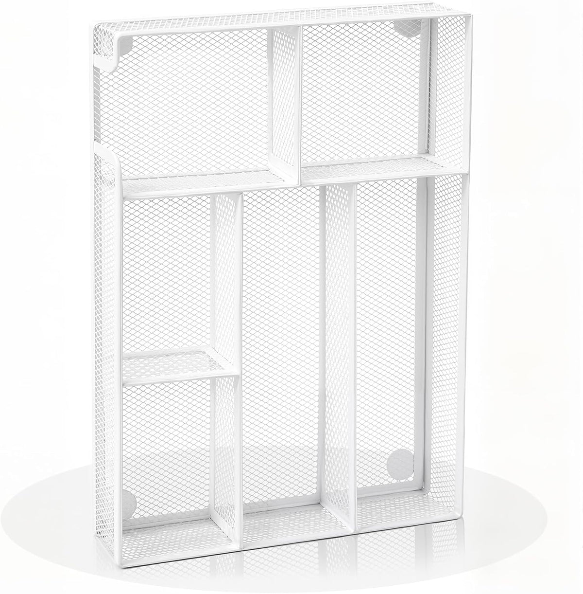 Desk Drawer Organizer, Office Drawer Divider Organizer Tray with 6 Compartments, Metal Mesh Desktop Organization and Accessories for Stationery Makeup Kitchen Toolroom School ＆Office, 12.6x8.27x1.6 in