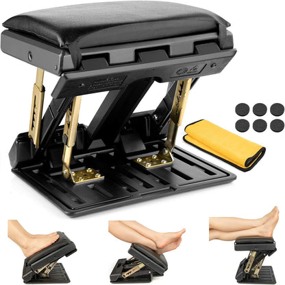 Adjustable Footrest with Removable Soft Foot Rest Pad Max-Load 140Lbs with 4-Level Height and Angle Adjustment Massage Footrest Under Desk for Car Travel, Kid's Writing, Office