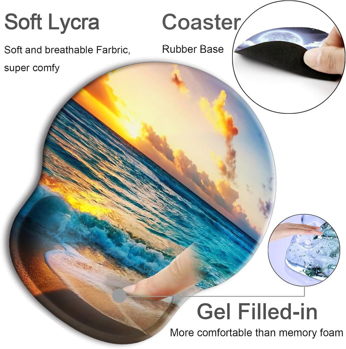 Ergonomic Mouse Pad with Wrist Rest Support,Gel Mouse Pads for Desk - Colors A