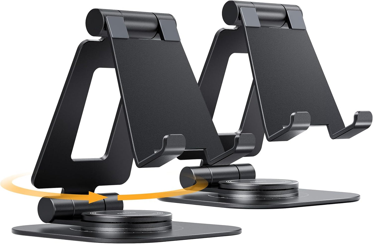 2-Pack 360° Rotating Dual Adjustable Phone Stand, Charging-Friendly