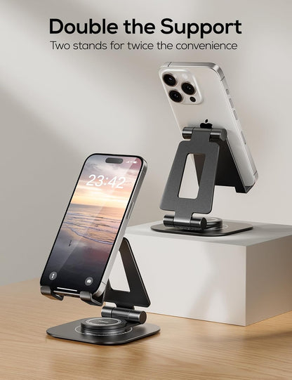 2-Pack 360° Rotating Dual Adjustable Phone Stand, Charging-Friendly
