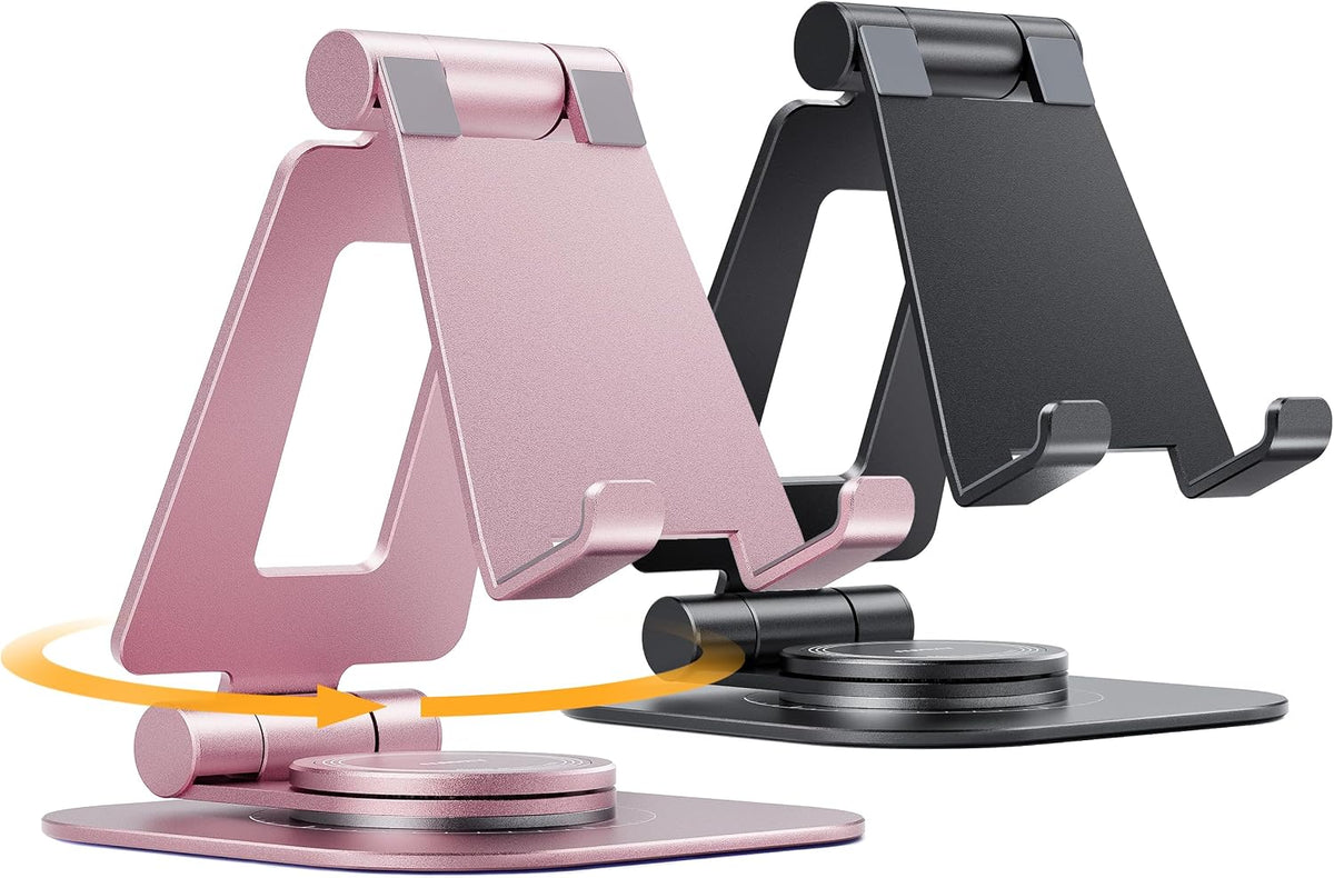 2-Pack 360° Rotating Dual Adjustable Phone Stand, Charging-Friendly