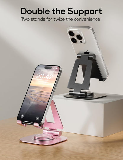 2-Pack 360° Rotating Dual Adjustable Phone Stand, Charging-Friendly