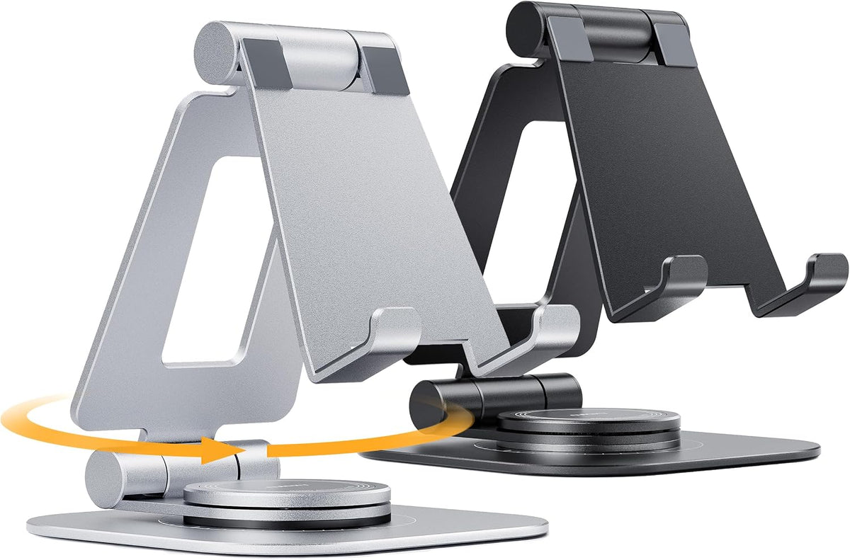 2-Pack 360° Rotating Dual Adjustable Phone Stand, Charging-Friendly