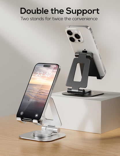 2-Pack 360° Rotating Dual Adjustable Phone Stand, Charging-Friendly