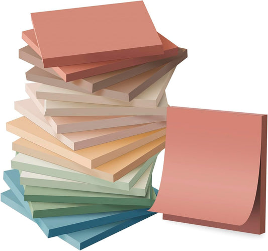 (16 Pads) Sticky Notes 3x3, Vintage Colors, Sticky Pads, Recyclable