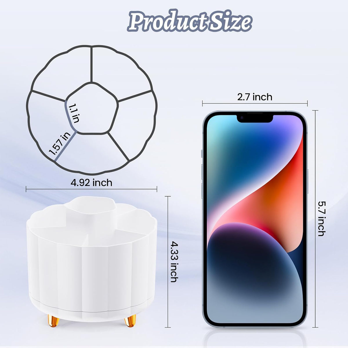 360 Rotating Pencil Pen Holder for Desk, White Pen Organizer with 6 Slots, Cute Office Supplies, Desk Accessories for Office, School, Home