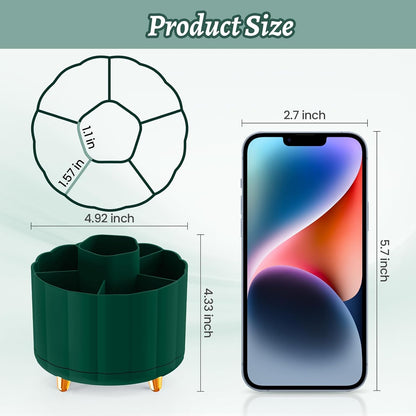 360 Rotating Pencil Pen Holder for Desk, White Pen Organizer with 6 Slots, Cute Office Supplies, Desk Accessories for Office, School, Home