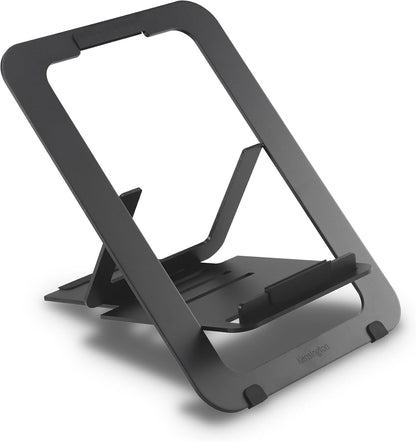 Adjustable Aluminum Laptop Stand for Desk, Ultra-Slim Lightweight Foldable Portable Notebook Holder, Anti-Slip Silicone Tablet Mount for 10"-17" Laptops and Tablets, Black K50428WW