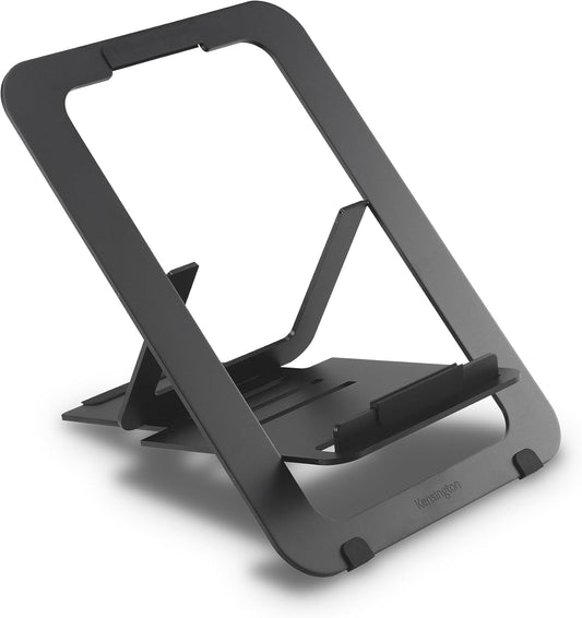 Adjustable Aluminum Laptop Stand for Desk, Ultra-Slim Lightweight Foldable Portable Notebook Holder, Anti-Slip Silicone Tablet Mount for 10"-17" Laptops and Tablets, Black K50428WW