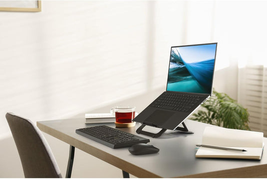 Adjustable Aluminum Laptop Stand for Desk, Ultra-Slim Lightweight Foldable Portable Notebook Holder, Anti-Slip Silicone Tablet Mount for 10"-17" Laptops and Tablets, Black K50428WW