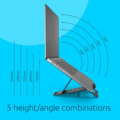 Adjustable Aluminum Laptop Stand for Desk, Ultra-Slim Lightweight Foldable Portable Notebook Holder, Anti-Slip Silicone Tablet Mount for 10"-17" Laptops and Tablets, Black K50428WW