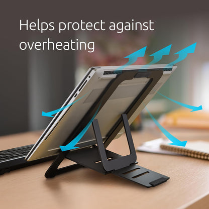 Adjustable Aluminum Laptop Stand for Desk, Ultra-Slim Lightweight Foldable Portable Notebook Holder, Anti-Slip Silicone Tablet Mount for 10"-17" Laptops and Tablets, Black K50428WW