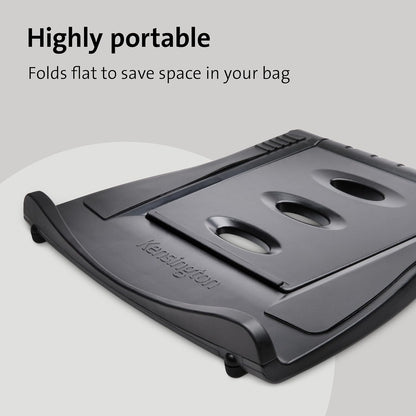 Adjustable Aluminum Laptop Stand for Desk, Ultra-Slim Lightweight Foldable Portable Notebook Holder, Anti-Slip Silicone Tablet Mount for 10"-17" Laptops and Tablets, Black K50428WW