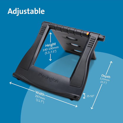 Adjustable Aluminum Laptop Stand for Desk, Ultra-Slim Lightweight Foldable Portable Notebook Holder, Anti-Slip Silicone Tablet Mount for 10"-17" Laptops and Tablets, Black K50428WW