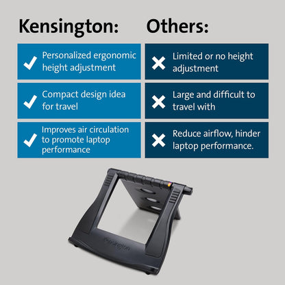 Adjustable Aluminum Laptop Stand for Desk, Ultra-Slim Lightweight Foldable Portable Notebook Holder, Anti-Slip Silicone Tablet Mount for 10"-17" Laptops and Tablets, Black K50428WW