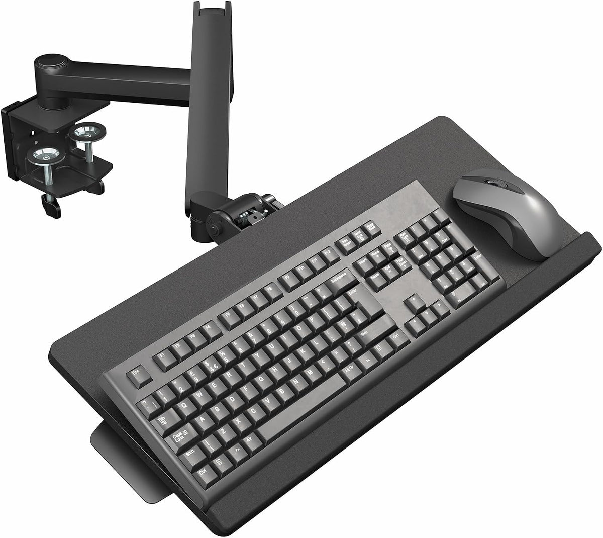 Black Pneumatic Arm Clamp-on 24 x 10 in Keyboard Tray, MOUNT-KB35CP