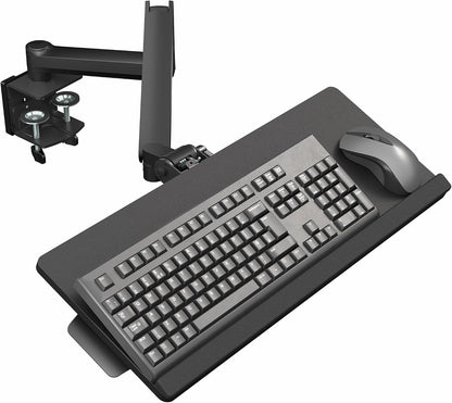 Black Pneumatic Arm Clamp-on 24 x 10 in Keyboard Tray, MOUNT-KB35CP