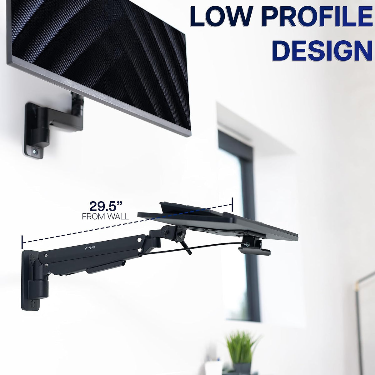 Black Pneumatic Arm Clamp-on 24 x 10 in Keyboard Tray, MOUNT-KB35CP