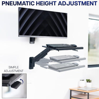 Black Pneumatic Arm Clamp-on 24 x 10 in Keyboard Tray, MOUNT-KB35CP