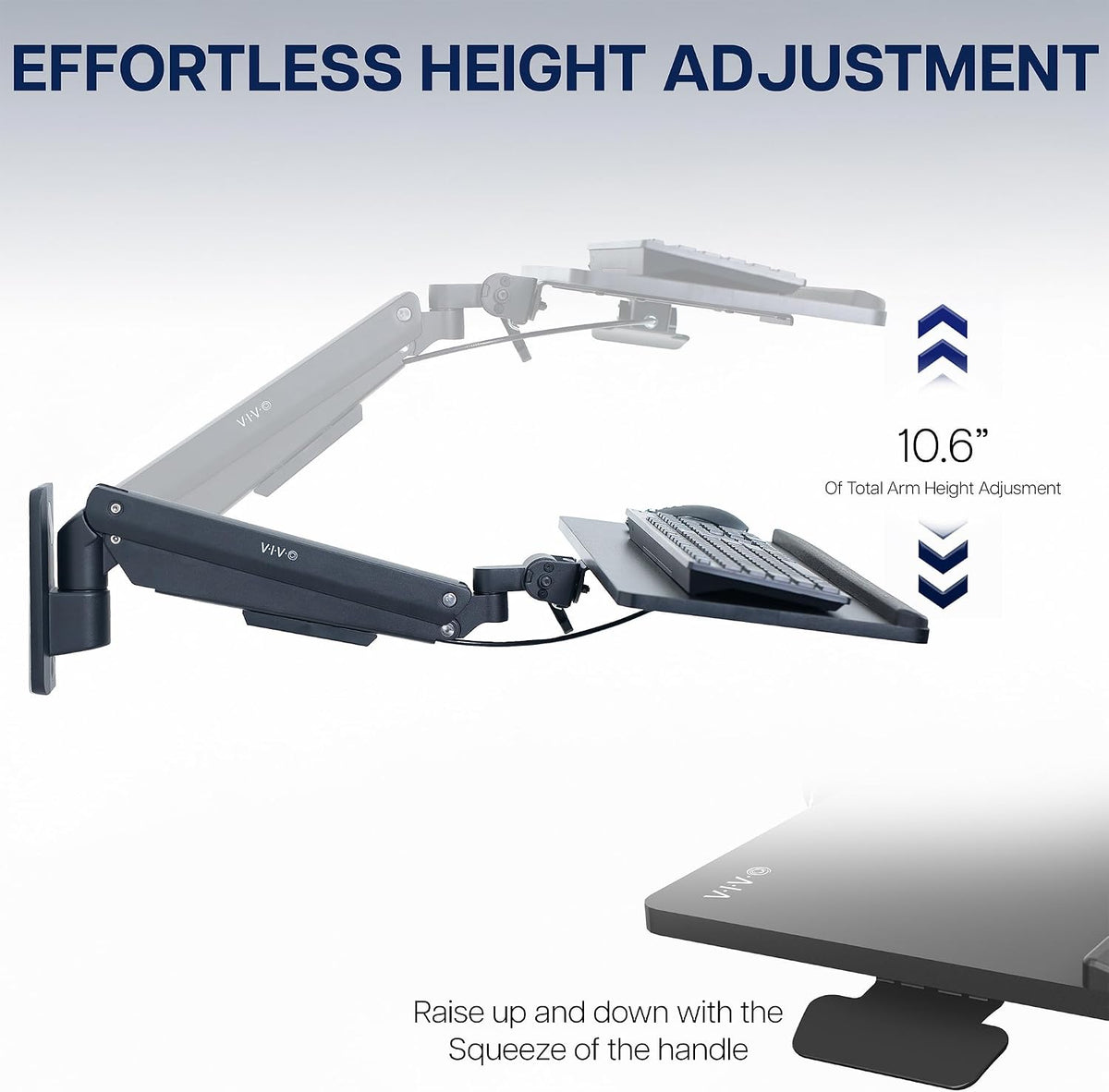 Black Pneumatic Arm Clamp-on 24 x 10 in Keyboard Tray, MOUNT-KB35CP