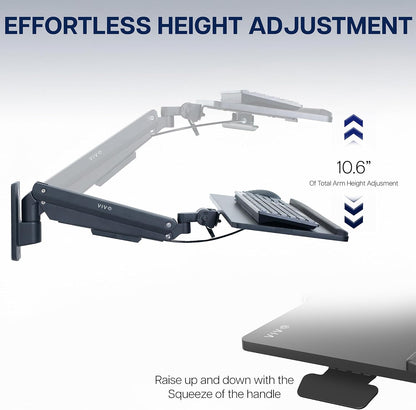 Black Pneumatic Arm Clamp-on 24 x 10 in Keyboard Tray, MOUNT-KB35CP