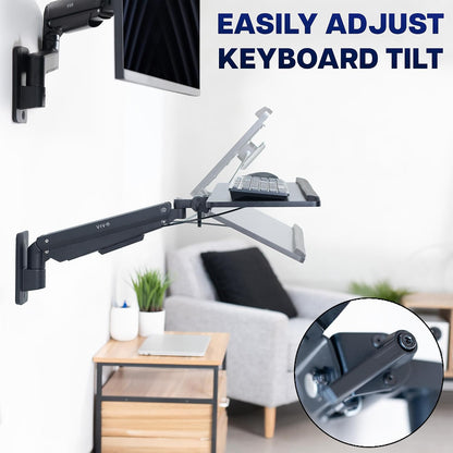 Black Pneumatic Arm Clamp-on 24 x 10 in Keyboard Tray, MOUNT-KB35CP