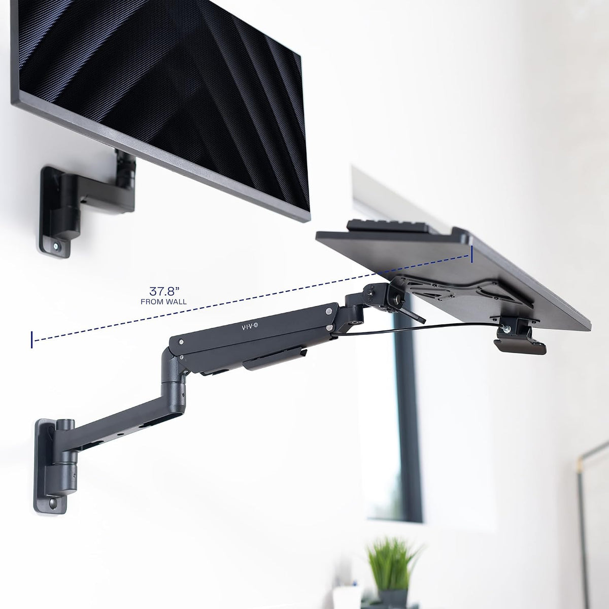 Black Pneumatic Arm Clamp-on 24 x 10 in Keyboard Tray, MOUNT-KB35CP