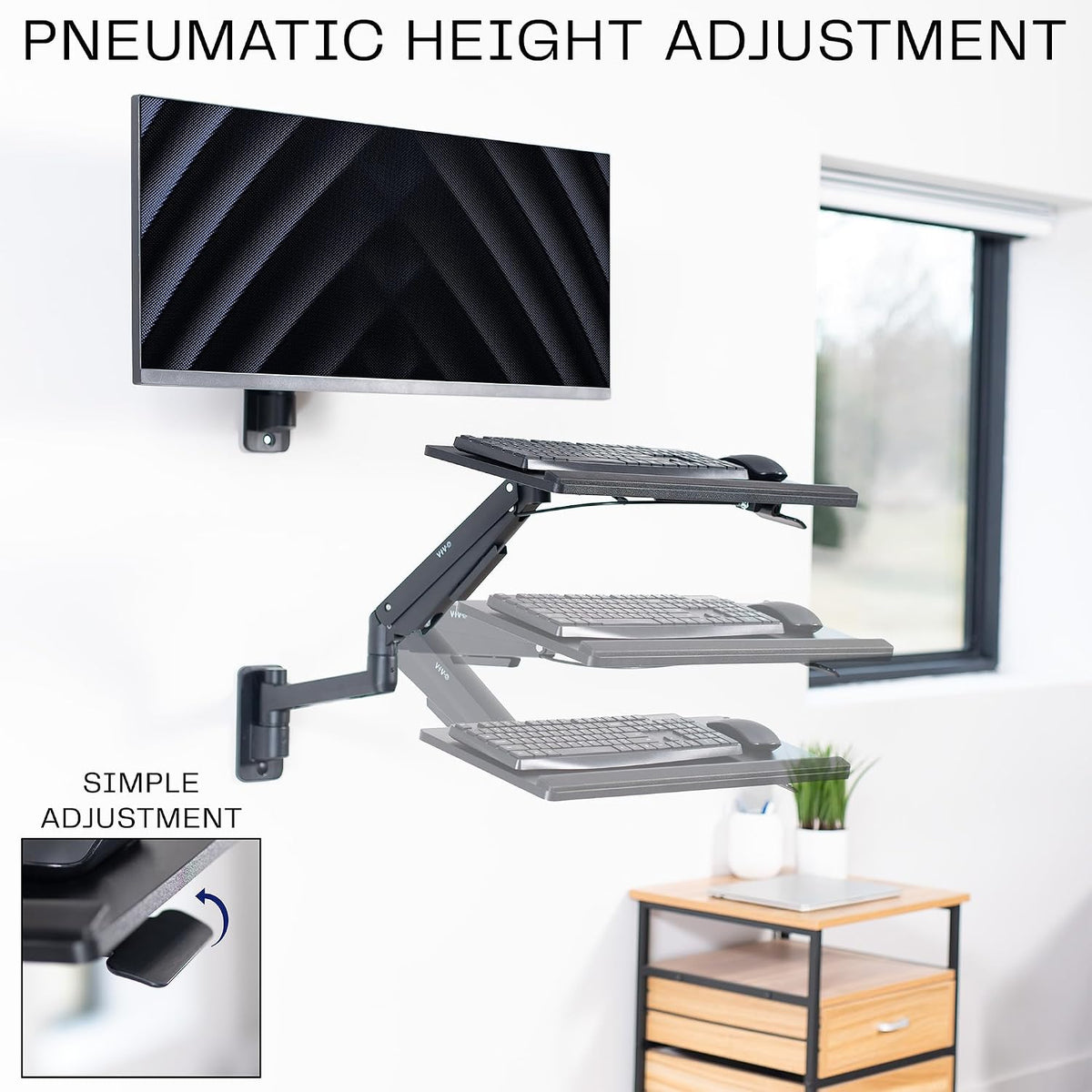Black Pneumatic Arm Clamp-on 24 x 10 in Keyboard Tray, MOUNT-KB35CP