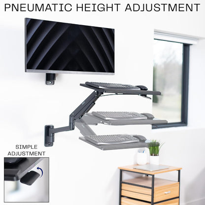 Black Pneumatic Arm Clamp-on 24 x 10 in Keyboard Tray, MOUNT-KB35CP