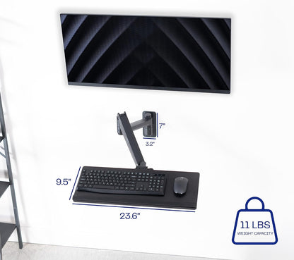 Black Pneumatic Arm Clamp-on 24 x 10 in Keyboard Tray, MOUNT-KB35CP