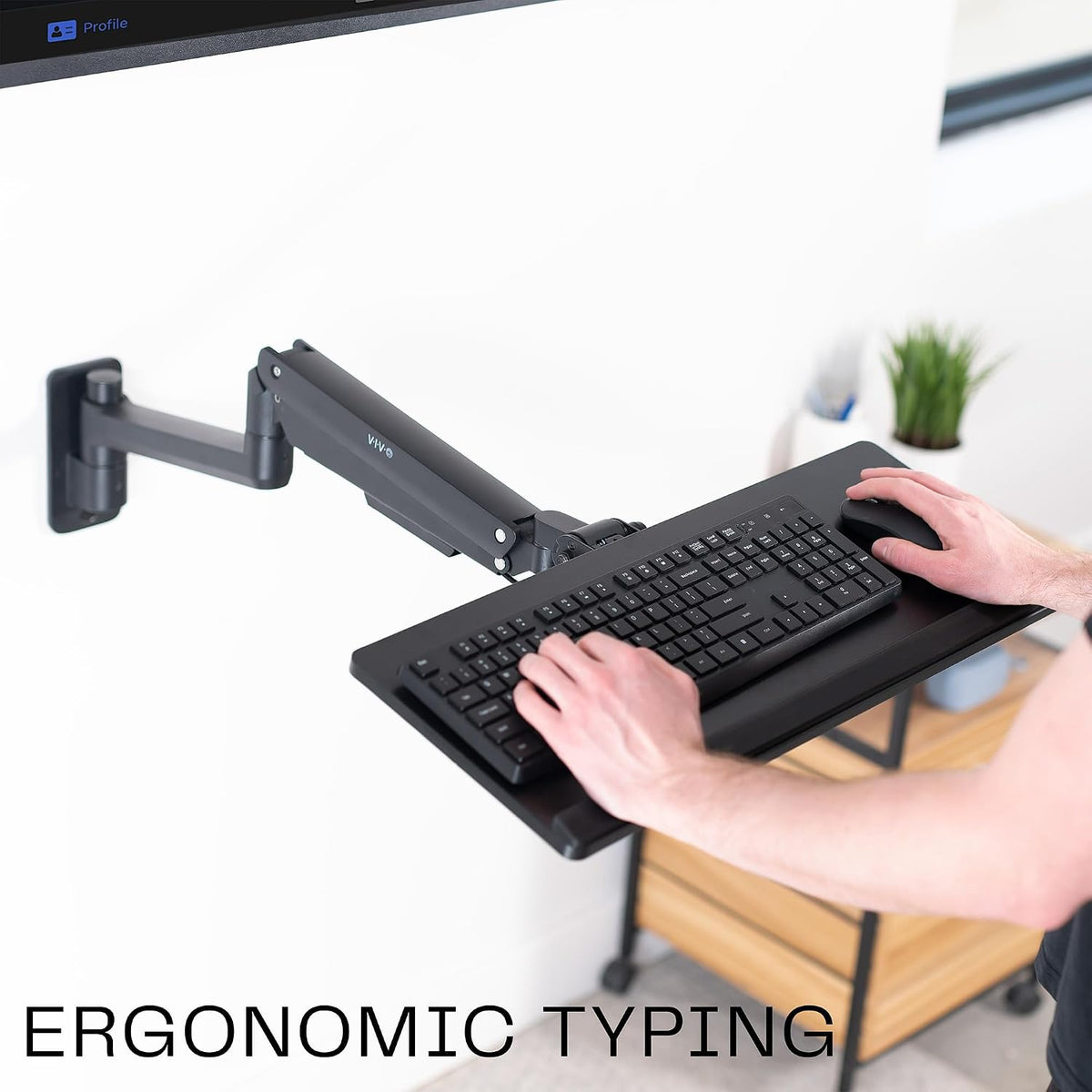 Black Pneumatic Arm Clamp-on 24 x 10 in Keyboard Tray, MOUNT-KB35CP